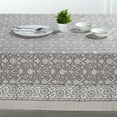 thumbnail image 4 of Ridhi -Taupe and Off White 72x140 Inch rectangle 100 % Cotton indian block print resuable tablecloth, 4 of 7
