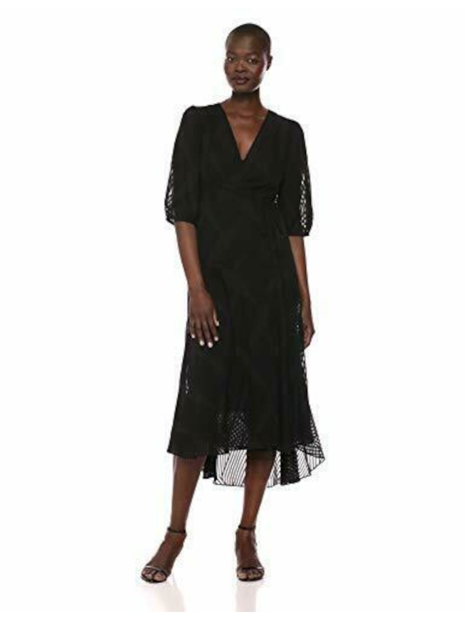 Calvin Klein Womens V-Neck Daytime Wrap Dress Black 4 Calvin Klein Womens V-Neck Daytime Wrap Dress Black 4