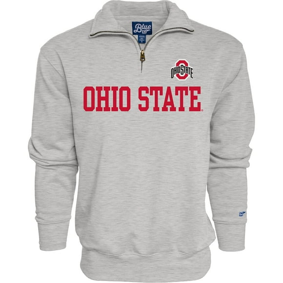 Blue 84 Men's Ohio State Buckeyes Quarter Zip Sweatshirt Grey, Grey, Large