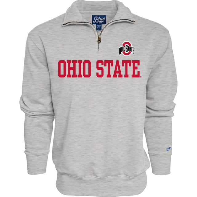 Blue 84 Men's Ohio State Buckeyes Quarter Zip Sweatshirt Grey, Grey, Large