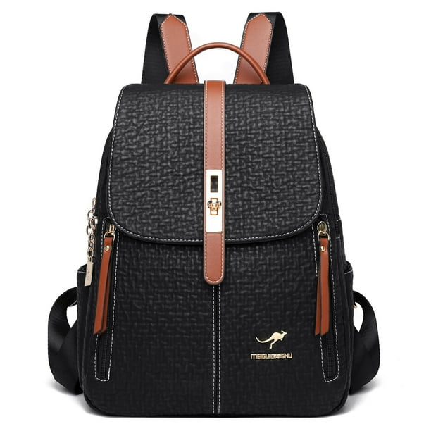 High Quality Leather Women Backpack Large Capacity School Bag Travel Bags