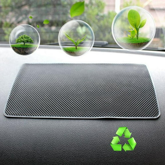 FUTUREORYY 2Pcs Car Center Console Anti-skid Pad Black PU Non-slip Mat for Driving