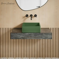 Lisse 15.5" Concrete Square Vessel Sink in Matte Royal Green