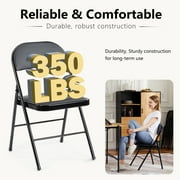 CONCETTA 2 Pack Folding Chair, Indoor Outdoor Portable Stackable Commercial Leather Padded Seat for Home, Office, Party, Black