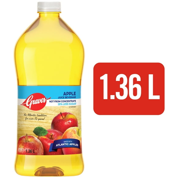Graves Less Sugar Apple Juice Beverage, 1.36 L