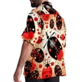 thumbnail image 3 of Seven Starred Ladybird Men's Short Sleeve Casual Printed Button Down Beach Shirt - Summer Hawaiian Top, 3 of 6
