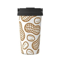 Logiee Peanuts7 Print Stainless Steel Coffee Tumbler, Travel Coffee Mug, Insulated Coffee Mug with Lid, Spill Proof Coffee Cup, Portable Thermal Mug