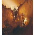 thumbnail image 3 of Fantasy Duvet Cover Set, Calling of the Dragon Magician for Evil Powers of the Universe Art Print, Decorative 3 Piece Bedding Set with 2 Pillow Shams, Queen Size, Orange Brown, by Ambesonne, 3 of 3