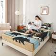thumbnail image 3 of Castle Fairy Jungle Moutain Bear King Sheets 4pcs,Rustic Animal Bedding,Blue Beige Black,1 Fitted Sheet, 1 Flat Sheet and 2 Pillowcases, 3 of 6