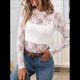 thumbnail image 4 of Blusa de de Larga para Mujer con Cuello Alto Transparente Flores Blancas XL, 4 of 10