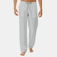 thumbnail image 5 of Caqnni Men's Cotton Linen Pants Summer Beach Pant Casual Solid Drawstring Yoga Pants Trousers (A3-Grey,XXL), 5 of 5
