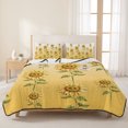 thumbnail image 3 of Twin Quilt Set 68''x86'', Sunflower Lightweight Summer Bedspread Coverlet Set with 2 Pillow Shams, Watercolor Yellow Flower Gradient Plant Breathable All Season Quilt Bedding for Dorm/Bedroom, 3 of 9