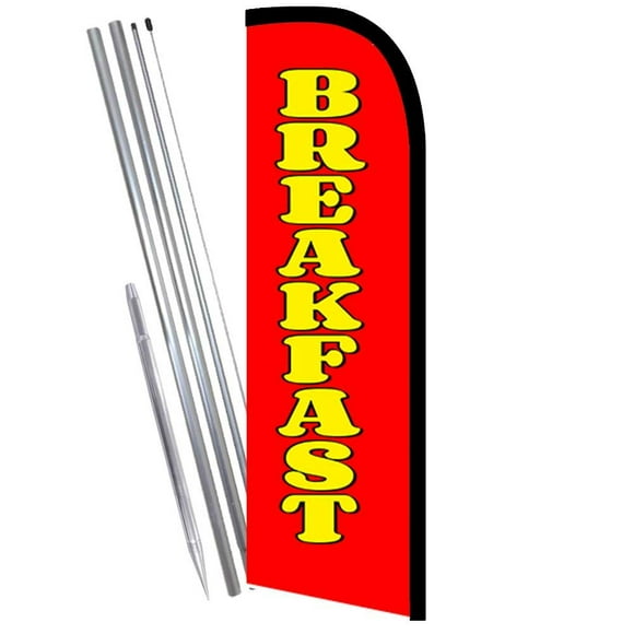 Vista Flags Breakfast (Red/Yellow) Windless Feather Banner Flag Kit (Flag, Pole, & Ground Mt)