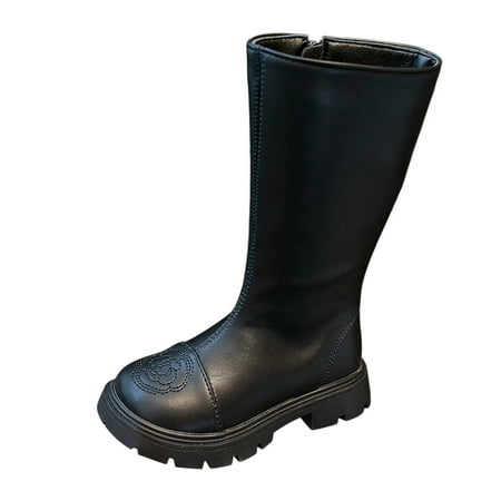

Toddler Girl Boots Children Boots Girls High Boots Autumn Winter Zipper Princess Single Boots High Boots Warm Girls Boots Size:9-9.5 Years