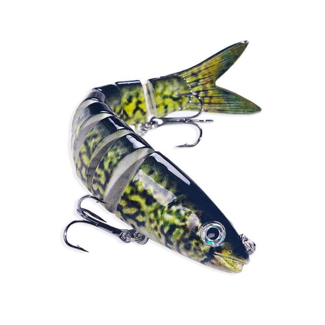 Lttoisl Leurres de Pêche Réalistes Swimbait Crankbait à Sections Multiples Achigan Kit d'Attirail pour Eau Salée avec Mouvement Réaliste, 13,4 Cm/5,27 Po, Hameçon 6#