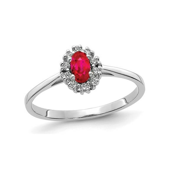 1/3 Carat (Ctw) Natural Ruby Ring in 14K White Gold with 1/10 Carat (Ctw) Diamonds for Women