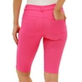 thumbnail image 3 of Women's Bermuda Stretchy Jean Shorts with 5 Pockets Cotton Blend, Fuchsia L, 3 of 3