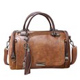 thumbnail image 1 of Bolso de hombro de cuero retro con borla para mujer, bandolera de viaje Boston café Ehuebsd Para Estrenar, 1 of 3