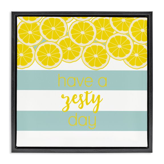 Stupell Industries Zesty Citrus with Stripes Black Framed Floater Canvas Wall Art, design by Anna Quach