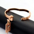 thumbnail image 3 of Rose Gold Plated Love Heart Lock Bangle Bracelet and Shield Key Pendant Necklace Jewellery Set for Couples SN300, 3 of 6
