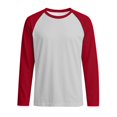 thumbnail image 6 of WTOBBY Men's Round Neck Color Block Raglan Long Sleeve T-Shirt Top Contrast Casual Shirt for Everyday Wear and Stylish Outfits,Red L, 6 of 6