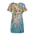 thumbnail image 5 of Puntoco Vestido De Manga Corta Para Mujer Vestido De Cuello Redondo Con Estampado Floral Vestido De Cuello Redondo De Manga Corta Color M,Regalos Para Mujer Joven, 5 of 5