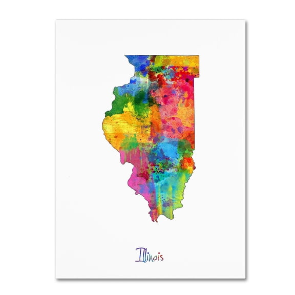 Trademark Fine Art "Illinois Map" Canvas Art by Michael Tompsett