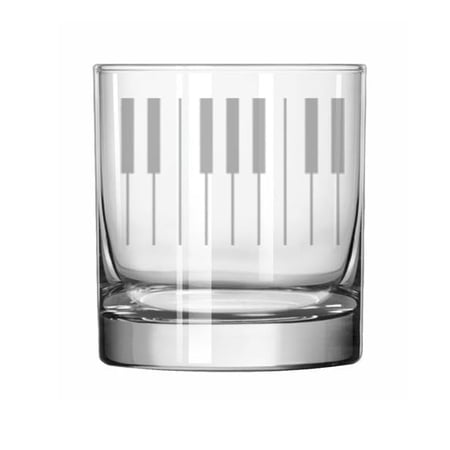 11 oz Rocks Whiskey Old Fashioned Glass Gift Piano Keyboard