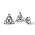 thumbnail image 1 of SilverCloseOut Aretes de Botón con Forma de Triángulo Triquetra Celta Irlandés de Plata Esterlina para Mujer - 0,27 Pulgadas, 1 of 8