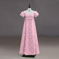 thumbnail image 3 of Women's Regency Dresses Puff Sleeve Square Neck Color Block Printed Flowy Smocked Maxi Dress, 3 of 7