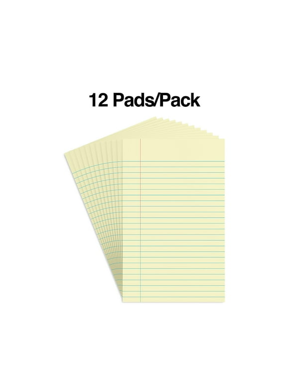 Staples Notepads 5" x 8" Narrow Ruled Canary 50 Sheets/Pad 36/Carton ST57293VS