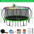thumbnail image 6 of Kumix Trampoline 15FT, 1500LBS Trampoline for 8-9 Kids/4-5 Adults, Outdoor Trampoline with Enclosure, Basketball Hoop, Lights, Sprinkler, Socks, Heavy Duty Galvanized Anti-Rust Coating Trampoline, 6 of 8