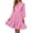 Long Sleeve Dresses Pink, variant on Guieoi Womens Dresses Long Sleeve Solid-Color V-Neck Layered Ruffled Skirt—Casual Office Wedding Guest Short Style Midi Dress Pink S