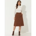 thumbnail image 5 of DARING DIVA Women's A-Line Button Front Belted Midi Skirts XS Brown, 5 of 6