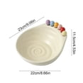 thumbnail image 3 of Decorative Ceramic Fruit Tray High Value Snack Tray for Living Room Tabletops & Dining Tables Cute Fruit Bowl with Built-In Forks, White, JKODE, 3 of 6