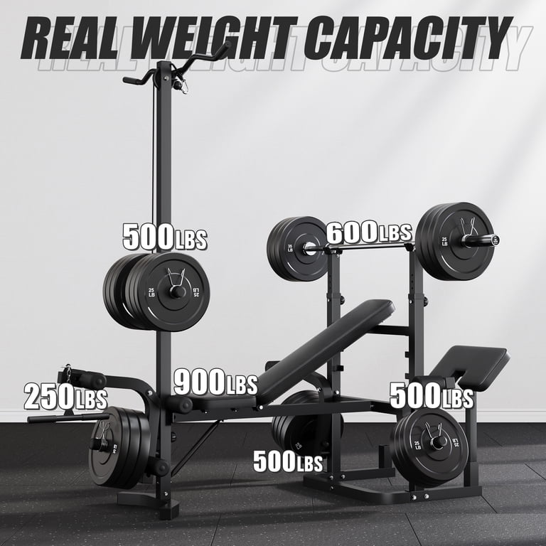900LBS Olympic Weight Bench,9 in 1 Multifunction Strength Training