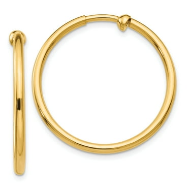 14K Yellow Gold Clip On Hoop Earrings Jewelry