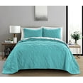 thumbnail image 4 of Quilt Set Full/Queen Size Aqua - Oversized Bedspread - Soft Microfiber Coverlet for All Season - Includes 1 Quilt and 2 Shams, Ocean Star Pattern, 4 of 7