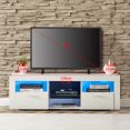 thumbnail image 2 of Segmart TV Stand Livingroom Furniture with LED Lights, Modern High Gloss Entertainment Center with 2 Storage Drawers and Open Shelves for Up to 55 Inch TVs, Television Stands Console Table, S9821, 2 of 10