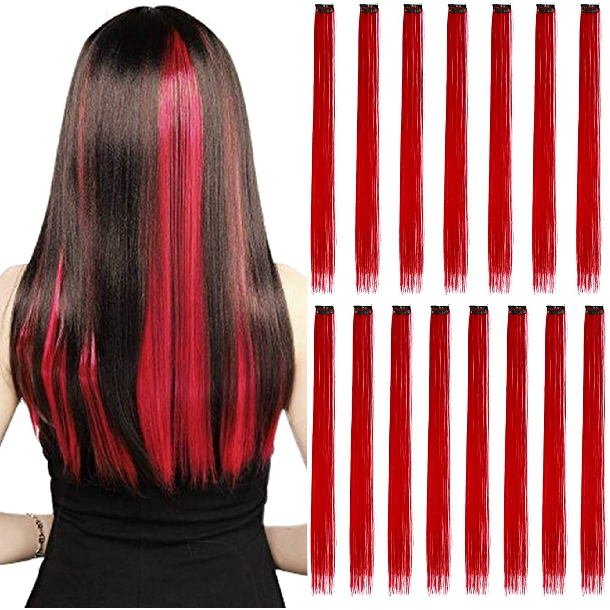 15Pcs Color Straight Hair Extensions Clip in 20 Inch Red Synthetic Clip in  Hair Extensions Party Highlights Synthetic Clip in Long Hairpiece for Women  Girls Kids Gift Red | Walmart Canada