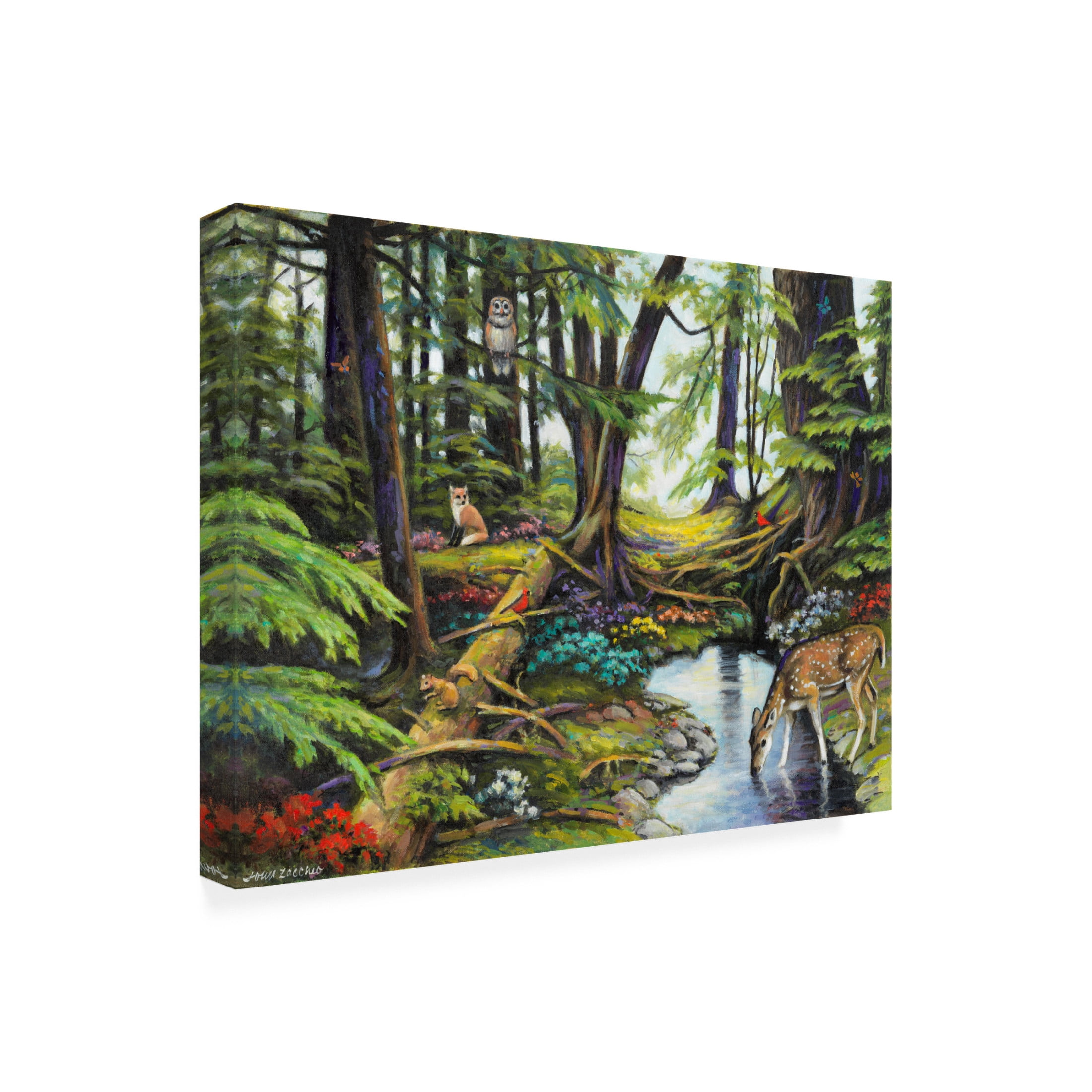 Canvas Wall Art - John Zaccheo 'Forest Gathering' Wall Art for Living Room, Bedroom, or Office Décor by Trademark Fine Art - 24 x 18 Inches