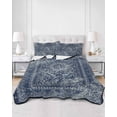 thumbnail image 3 of Boho Blue Twin Size Down Alternative Comforter, Lightweight Comforter Quilt Bedding Set with Pillow Shams Vintage Ethnic Modern Geometric Abstract All Seasons Bed Comforter Duvet Insert 68"x86", 3 of 7