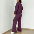 thumbnail image 3 of Women Sweatsuits 2 Piece Set Zip Up Sweatshirt and Wide Leg Sweatpants Set Dark Purple M, 3 of 4
