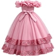 thumbnail image 3 of JAJAHO Flower Girl Dress For Wedding Off The Shoulder Sparkly Sequin Mesh Layered Short Sleeve Tutu Party Dress Glitter Maxi Formal Gown For Kids 4-14Y, 3 of 8