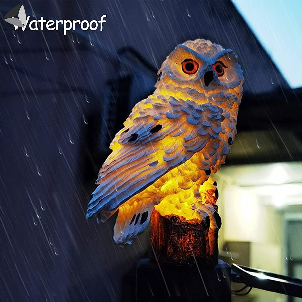 PULLIMORE 4 Packs Owl Solar Power Lights Waterproof Animals Lamp Lawn Nightlight for Garden Yard Path Outdoor Decor