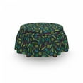 thumbnail image 3 of Botanical Ottoman Cover, Tropical Leaves Jungle, 2 Piece Slipcover Set with Ruffle Skirt for Square Round Cube Footstool Decorative Home Accent, Standard Size, Green Seafoam, by Ambesonne, 3 of 5