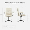 thumbnail image 2 of EYYTHUNG Home Office Desk Chair No Wheels with Arms, Crossleg Adjustable Stationary Ergonomic Office Swivel Working Computer Chair, Cream White, 2 of 7