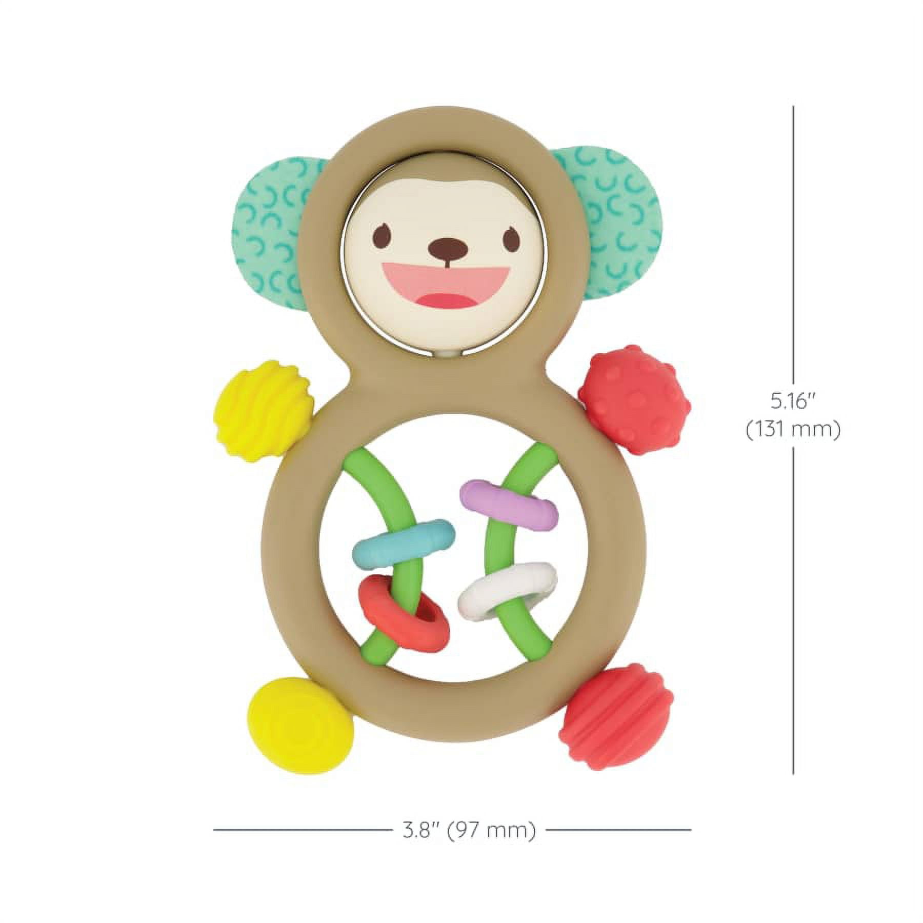 Infantino Busy Lil' Sensory Monkey Rattle, 3-12 Months, Multicolor