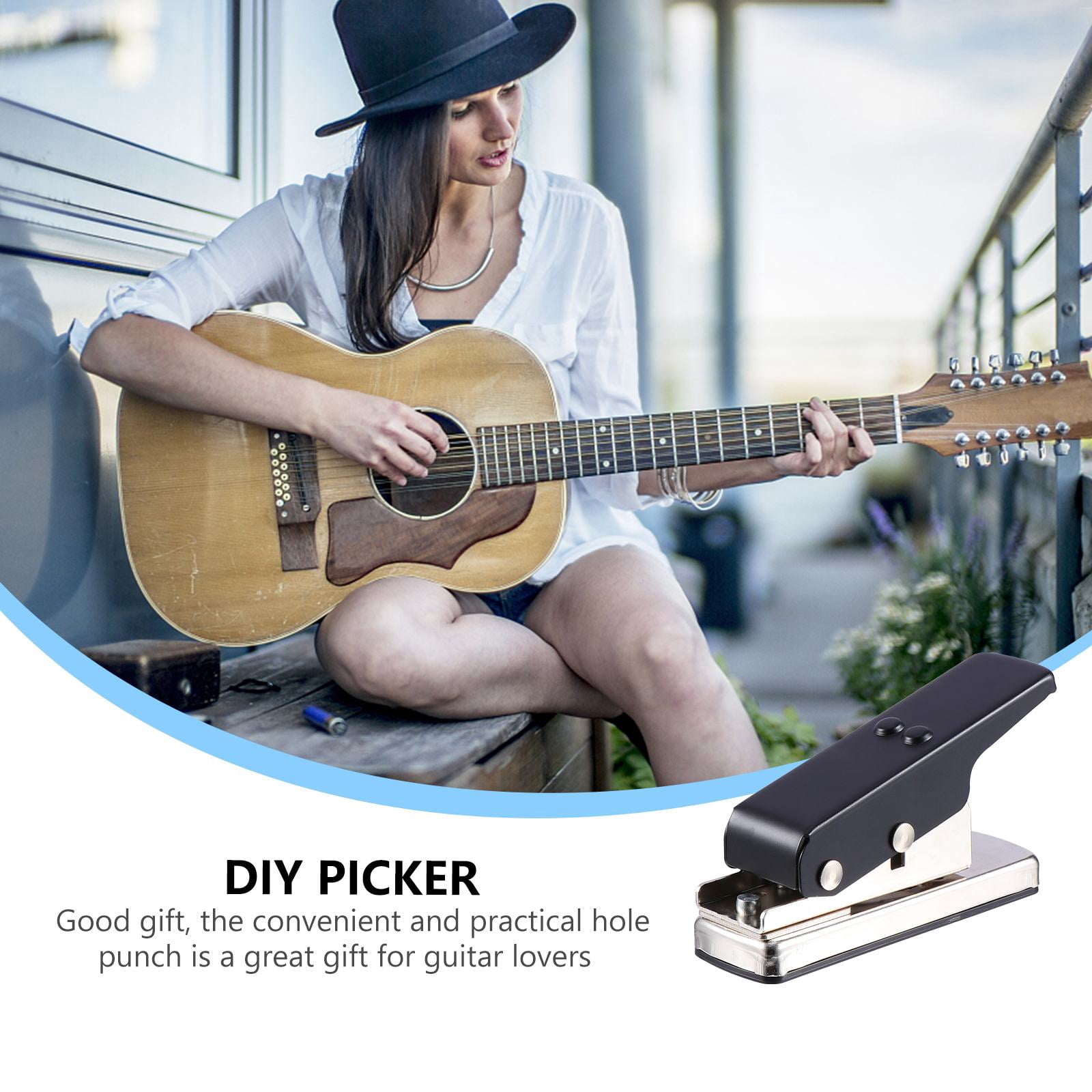HOOWIFFY 1Pc Guitar Punch Tool for DIY Picks Durable Black Guitar Making Accessories Holder