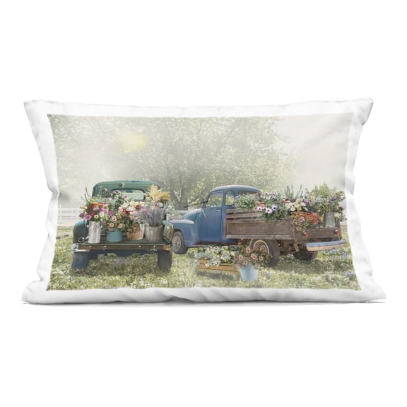 Stupell Industries Rustic Trucks with Country Flowers Decorative Printed Throw Pillow design by Nan, 14 x 7 x 20